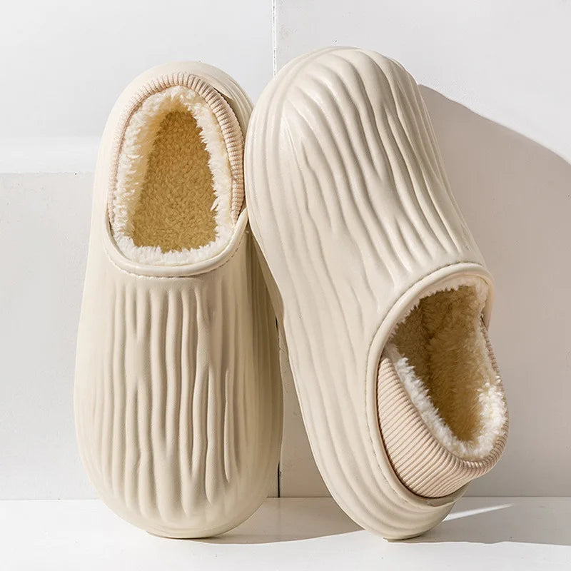 New Fashion Cotton Clogs Slippers Men Winter Warm Home Cotton Shoes Waterproof Garden Shoes Indoor Slip On Shoes For Men