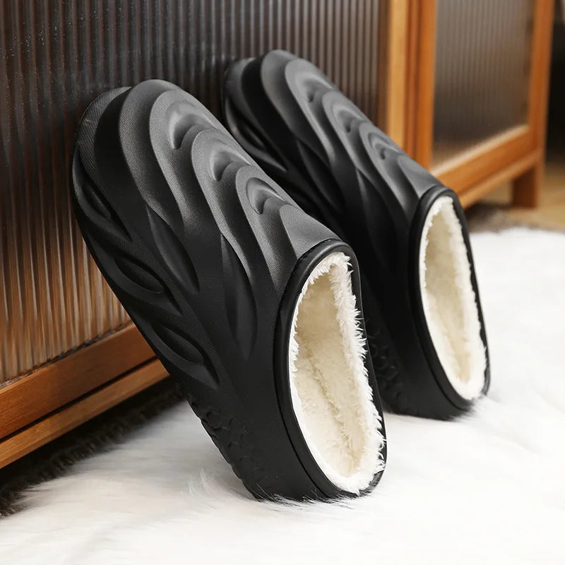 New Fashion Cotton Clogs Slippers Men Winter Warm Home Cotton Shoes Waterproof Garden Shoes Indoor Slip On Shoes For Men