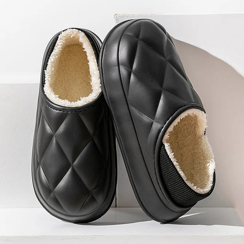 New Fashion Cotton Clogs Slippers Men Winter Warm Home Cotton Shoes Waterproof Garden Shoes Indoor Slip On Shoes For Men