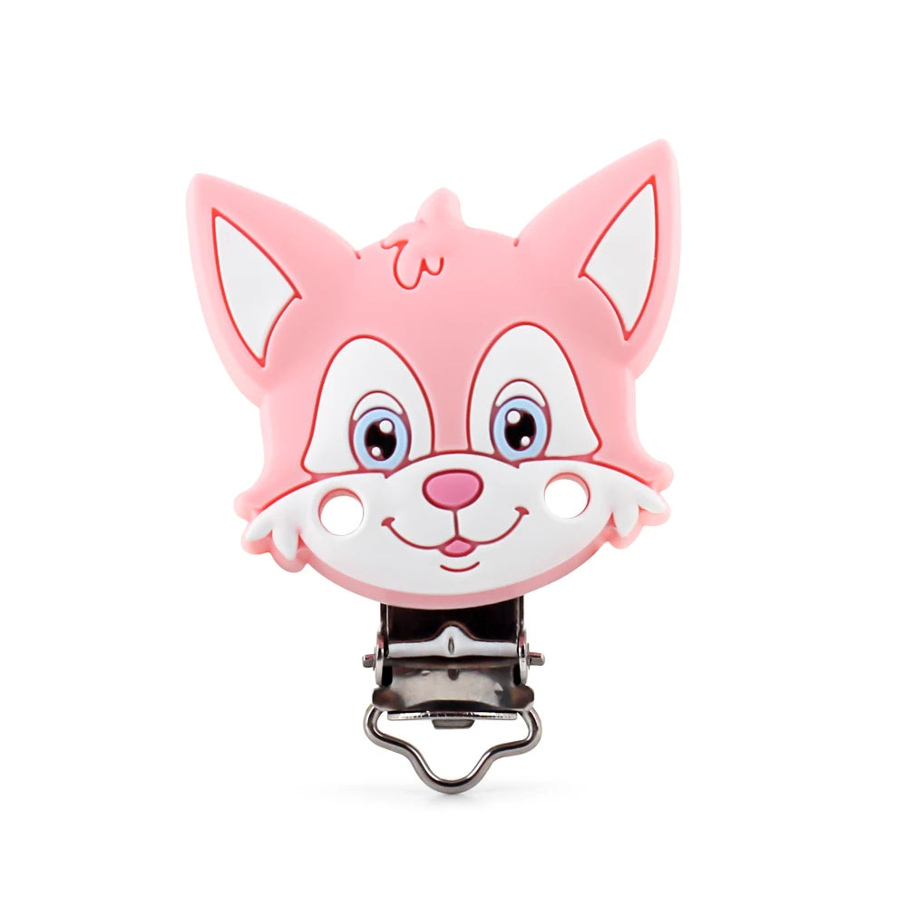 3pcs Silicone Pacifier Clips Teether Bear Fox Unicorn Baby Teething Teether Clip Necklace Beads Tool Nurs Accessories Food Grade