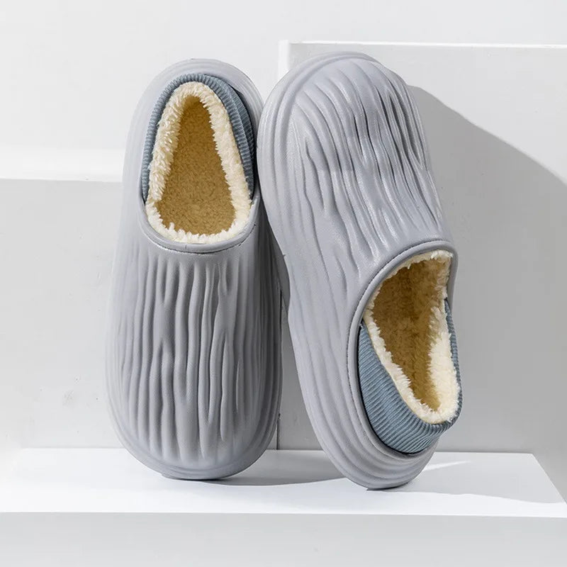 New Fashion Cotton Clogs Slippers Men Winter Warm Home Cotton Shoes Waterproof Garden Shoes Indoor Slip On Shoes For Men
