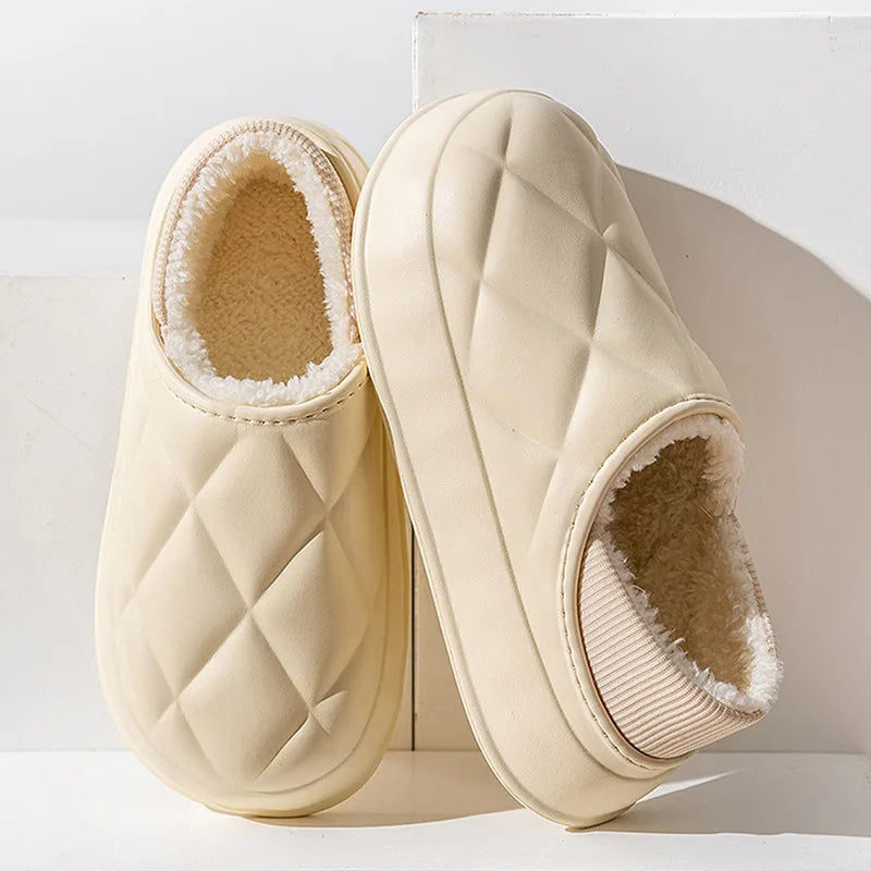 New Fashion Cotton Clogs Slippers Men Winter Warm Home Cotton Shoes Waterproof Garden Shoes Indoor Slip On Shoes For Men