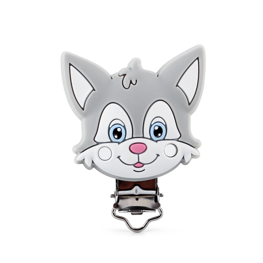3pcs Silicone Pacifier Clips Teether Bear Fox Unicorn Baby Teething Teether Clip Necklace Beads Tool Nurs Accessories Food Grade