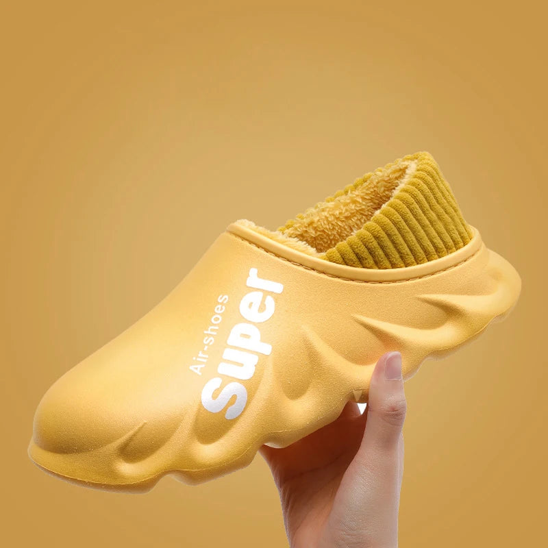 New Autumn Winter Warm Plush Super Air Shoes Japanese Style Home Slippers Men Slip-on Waterproof Unisex Cotton Snow Boots