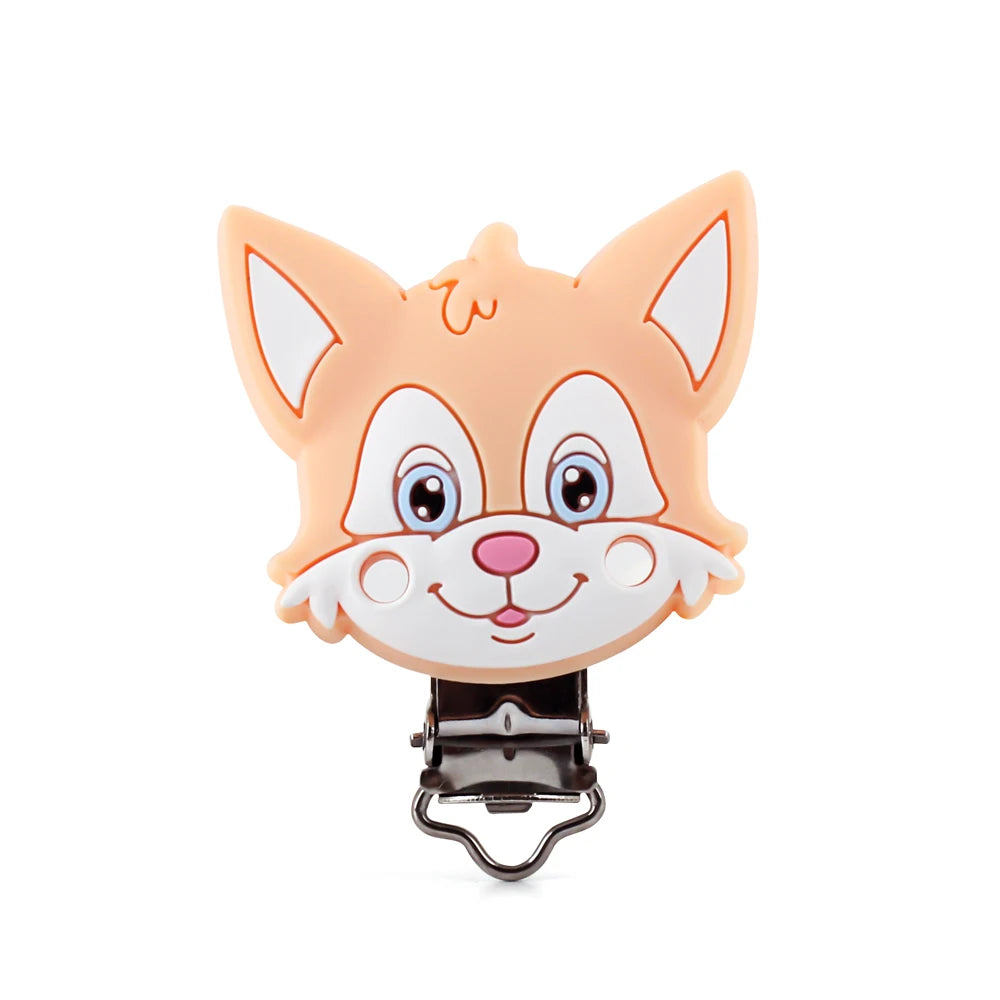 3pcs Silicone Pacifier Clips Teether Bear Fox Unicorn Baby Teething Teether Clip Necklace Beads Tool Nurs Accessories Food Grade