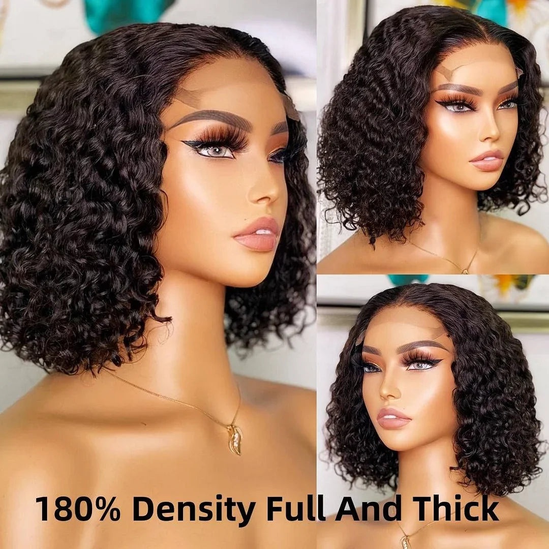Glueless Wig Brazilian Short Bob Wig Kinky Curly Lace Front Human Hair Wigs 13x4 Transparent Closure Wig Cheveux Humain Perruque