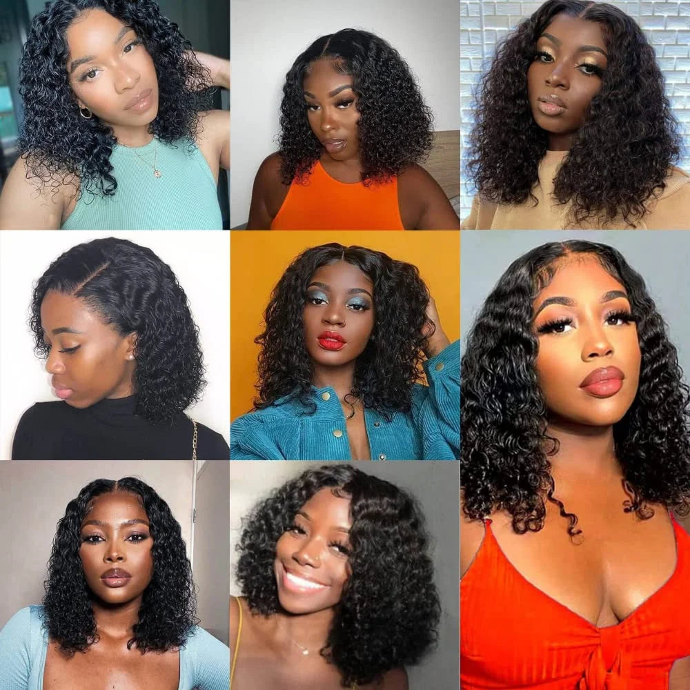 Glueless Wig Brazilian Short Bob Wig Kinky Curly Lace Front Human Hair Wigs 13x4 Transparent Closure Wig Cheveux Humain Perruque