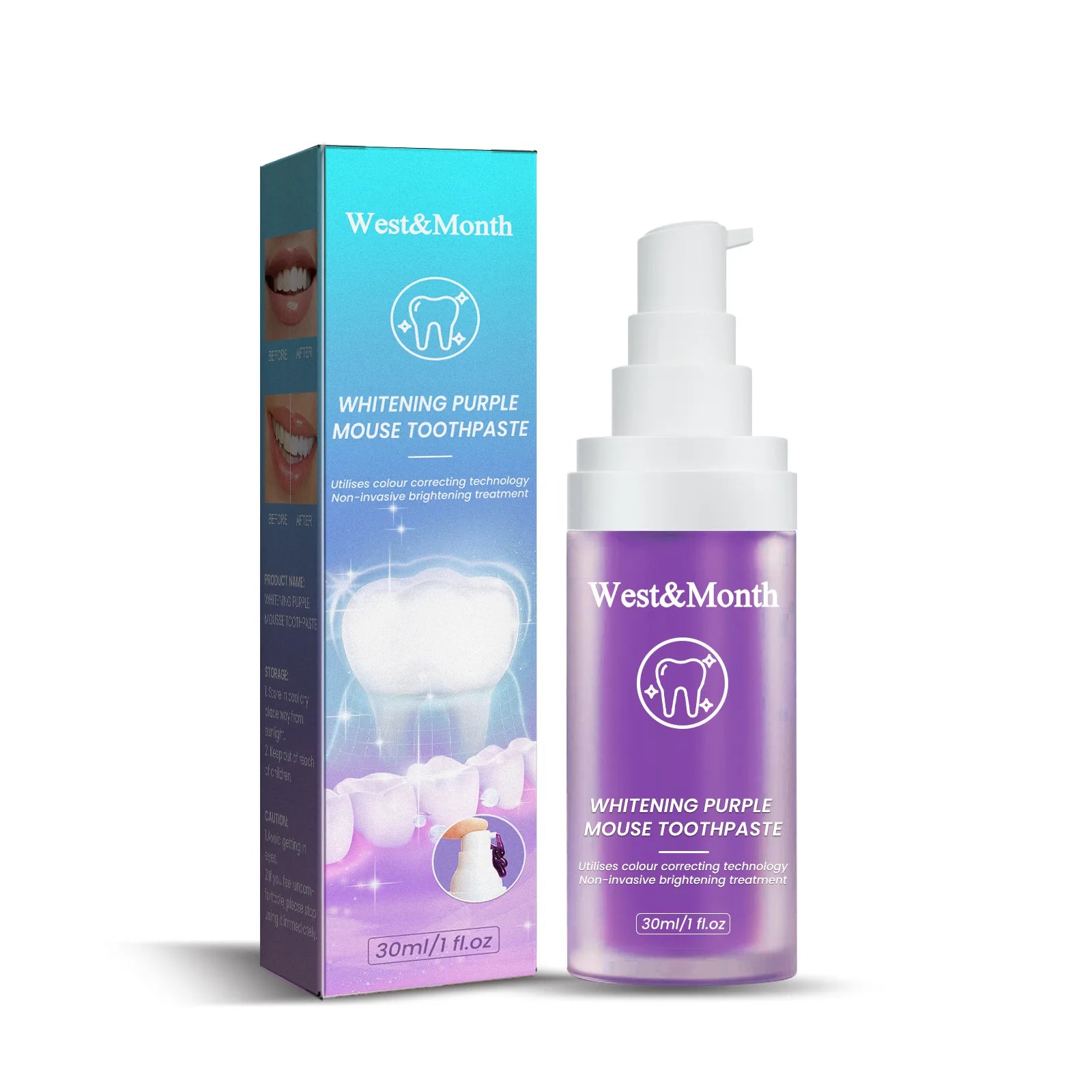 30ml V34 Purple Whitening Fresh Breath Brightening Toothpaste Remove Stains Reduce Yellowing Care For Teeth Gums Oral Care