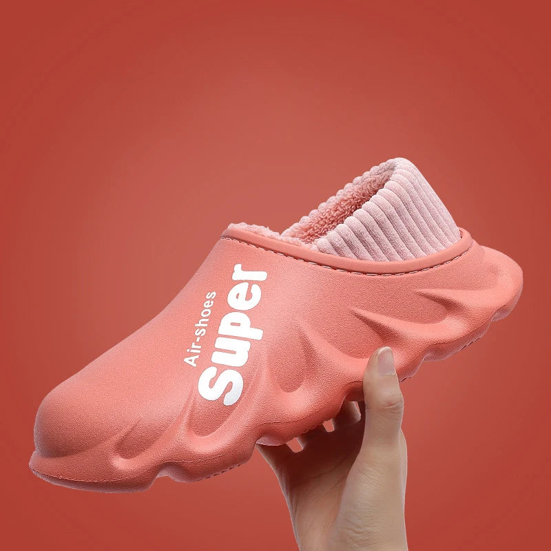 New Autumn Winter Warm Plush Super Air Shoes Japanese Style Home Slippers Men Slip-on Waterproof Unisex Cotton Snow Boots