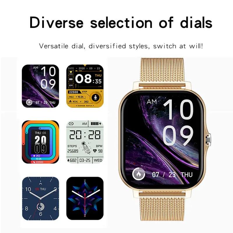 For Android OS IOS Phone Color Screen Full Touch Custom Dial Smart Watch Women Bluetooth Call SmartWatch Men 2024 New