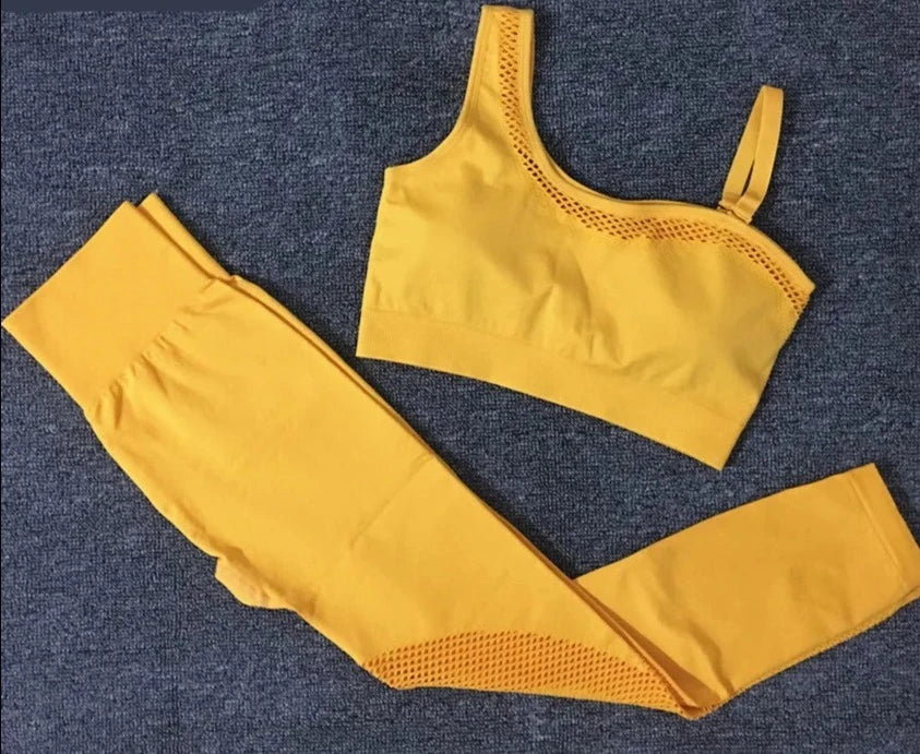 2024 1/2Pcs Seamless Yoga Set Women Gym Sportswear Outfit Yoga Pant Leggings One Shoulder Sports Bra Workout Cloth Tracksuit